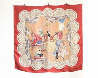 1940s Jacqmar silk scarf, vintage collectible scarf featuring Queen Victoria's family