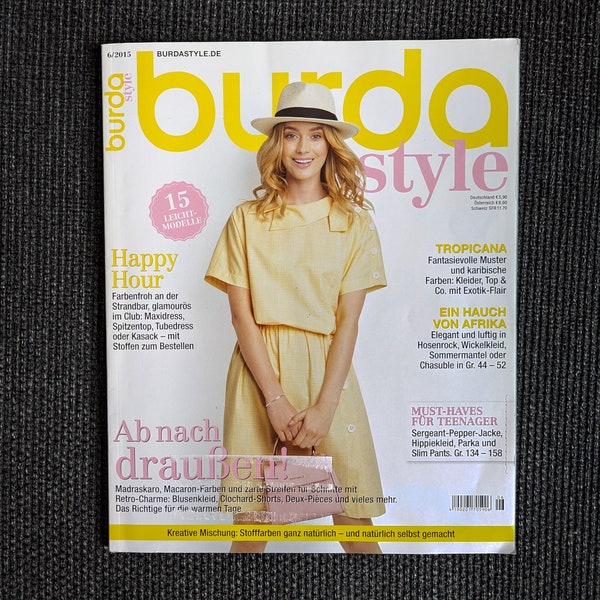 Burda Style 06/2015 : Été - Motifs tropicaux, couleurs pastel, soirée, ados, Afrique, color blocking et imprimés colorés - en allemand !