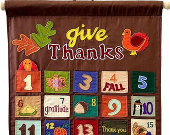 Thanksgiving Countdown Advent Calendar Wall Hanging Thanksgiving Holiday Décor by My Growing Season