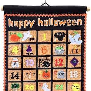 Halloween Countdown Advent Calendar Fabric Wall Hanging Décor by My Growing Season for Kids and Family Friendly Holiday Interactive Activity