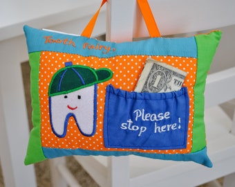 My Tooth Fairy Pillow (Orange) with Tooth Pocket - Easy to Hang on Door or Bed by My Growing Season