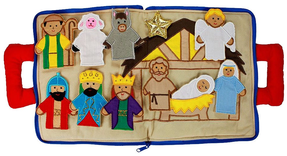 My Nativity Bag Quiet Book - Christmas Manger Felt Finger Puppets for ...