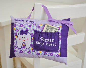 My Tooth Fairy Pillow (Purple) with Tooth Pocket - Easy to Hang on Door or Bed by My Growing Season