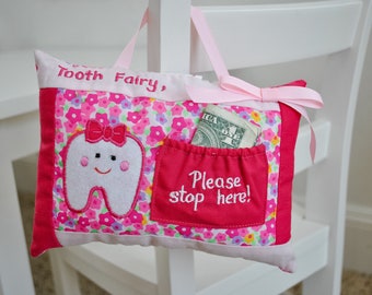 My Tooth Fairy Pillow (Pink) with Tooth Pocket - Easy to Hang on Door or Bed by My Growing Season