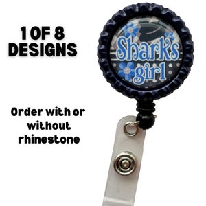 Sharks inspired ID Badge, Badge Holder, ID Badge, Retractable ID Badge, Badge Reel, Badge