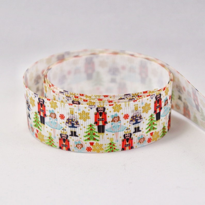 1 inch 25mm Nutcracker on White Ribbon Grosgrain ribbon Etsy