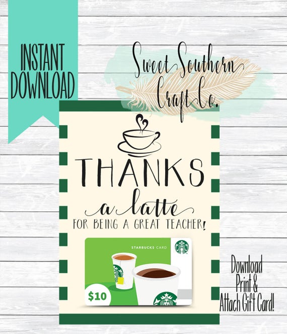 INSTANT Downloadthanks a Latte Coffee Shop Gift Card Etsy