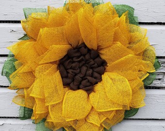 Sunflower wreath for Front Door, Flower decor, Sunflower decoration,  Summer Decoration, Sunflower decor