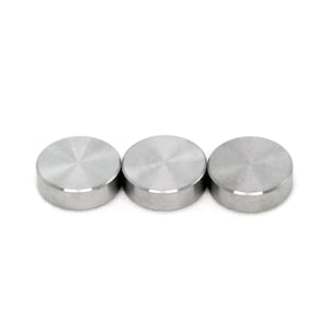 May include: Three silver-colored round metal discs.
