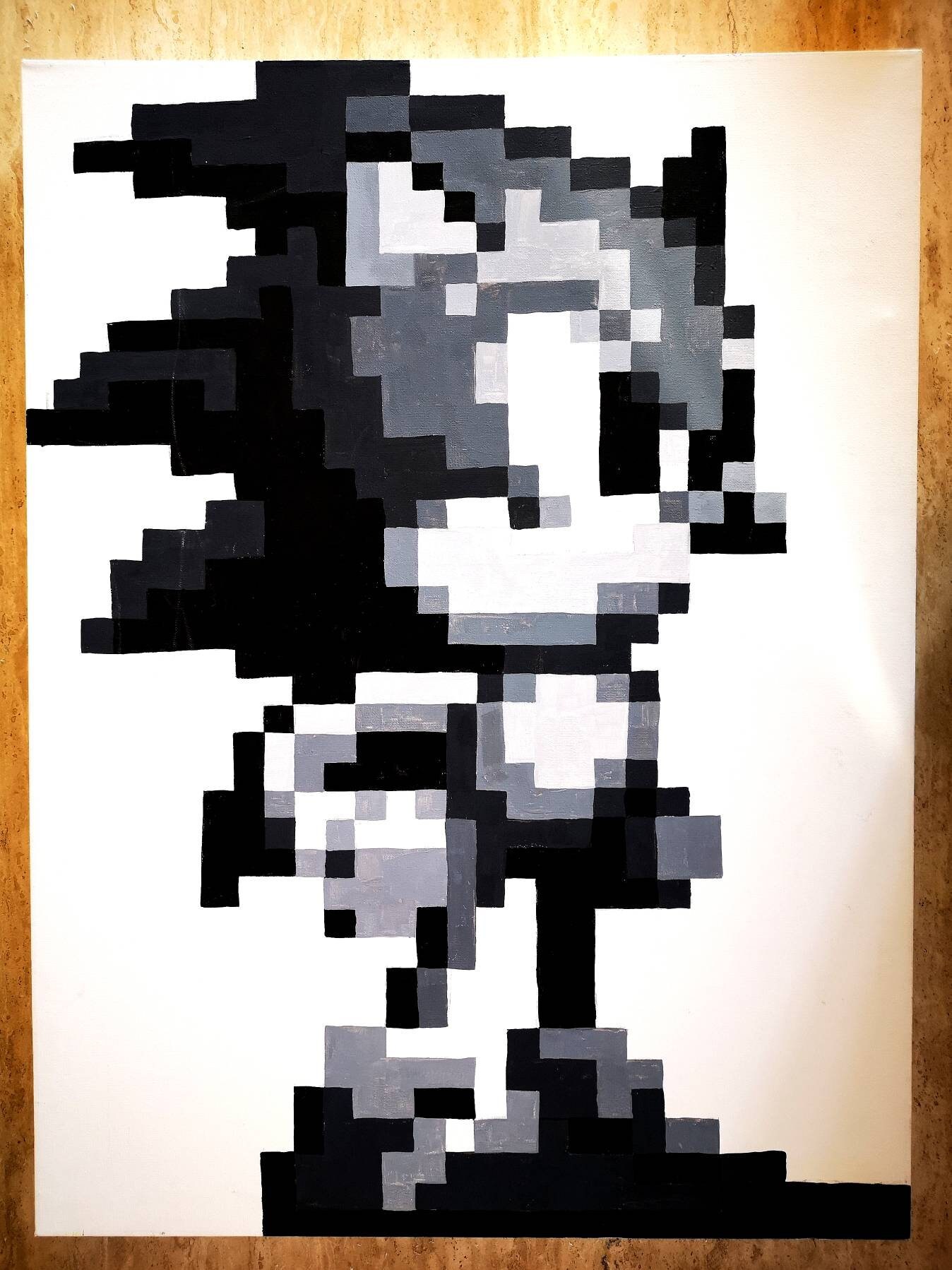 Large Classic Sonic The Hedgehog Hand Painted Monochrome Pixel Etsy Large Classic Sonic The Hedgehog Hand Painted Monochrome Pixel Etsy