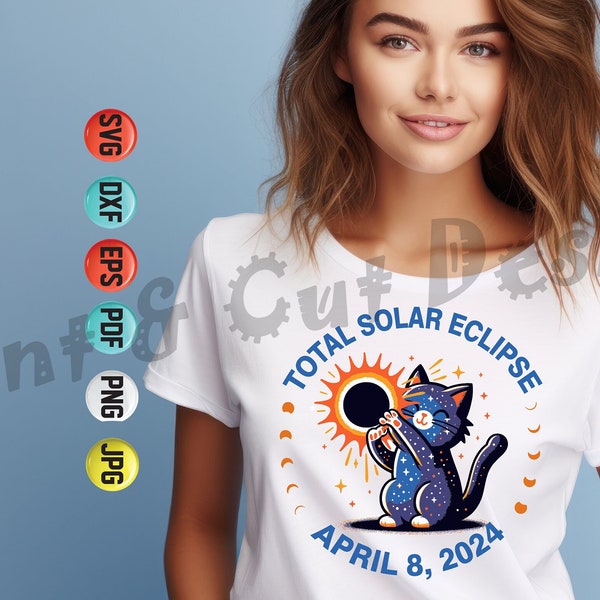 Cat Solar Eclipse April 8th 2024 Digital Download,North America Tour Png, Path of Totality, Cat lover png,Sublimation cat design