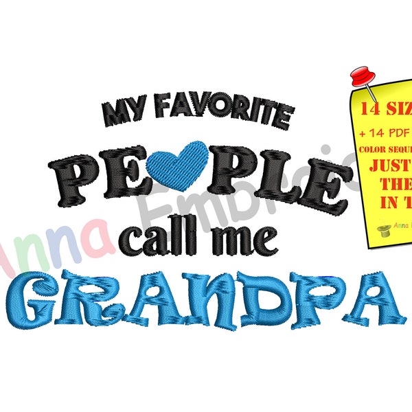 GRANDPA Embroidery Design-Grandad Embroidery-Father's Day EMBROIDERY-T-shirt-Gift-Love Grandpa-Embroidery Patterns-Instant Download-PES