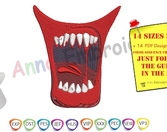 Vampire Mouth Embroidery Design, Scary Smile (Digital Download)