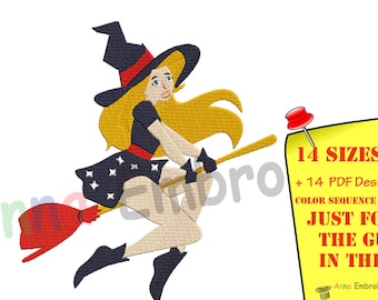 Sexy Witch Halloween Embroidery Designs-Pretty Witch-American Witch-Witchcraft -Fairytale-Machine Embroidery Patterns-Instant Download-PES