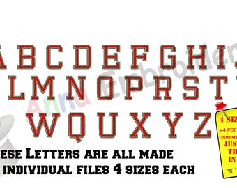 Alphabet Monogram Font Embroidery Design-Sport High School Team Players Font Embroidery-Capital Letters -Fonts design-Instant Download-PES