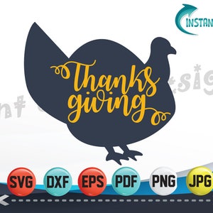 Svg Thanksgiving Turkey-Bird svg-Silhouette Cutting File-SVG file Cricut-Eps- Dxf files