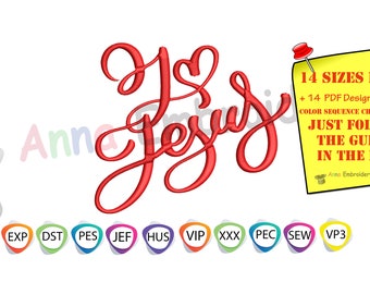 I LOVE JESUS Embroidery Design: Christian Faith Pattern (Digital Download)