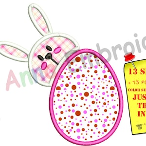 Easter Bunny Applique Design-Happy Easter Embroidery - Easter Bunny with Egg -Machine Embroidery Patterns-Instant Download-PES