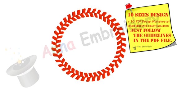 Baseball Circle Machine Embroidery Design Baseball Frame Sport Etsy