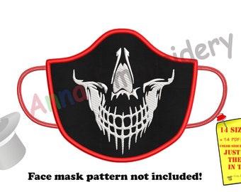 Skull Face Mask Embroidery Design, Skeleton Smile (Digital Download)