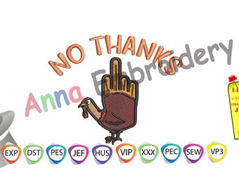 NO THANKS Embroidery Design,Thanksgiving 2020 Embroidery,Turkey 2020 Design,Happy Thanksgiving,Face MASK Embroidery, Middle Finger Turkey