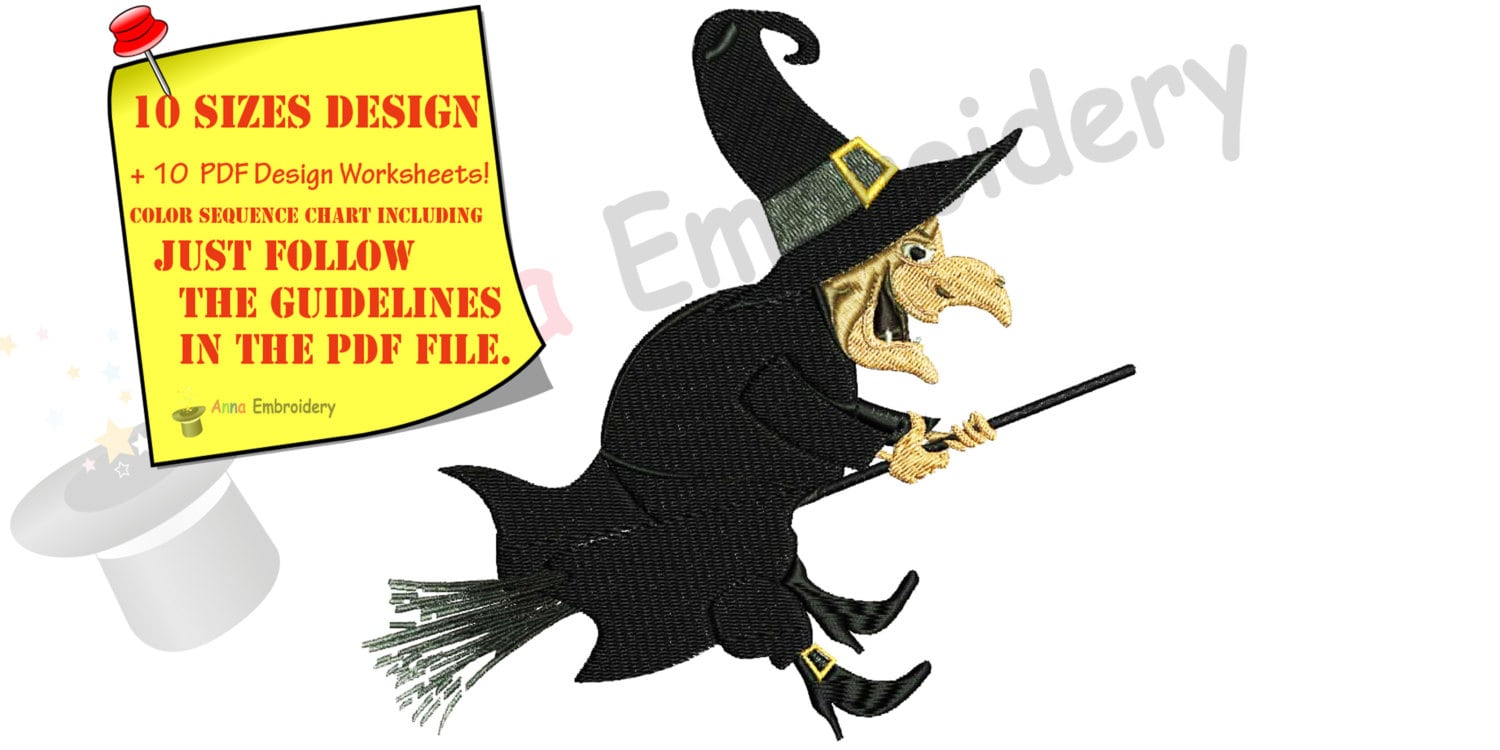Halloween witch embroidery  etsy Halloween witch embroidery  etsy