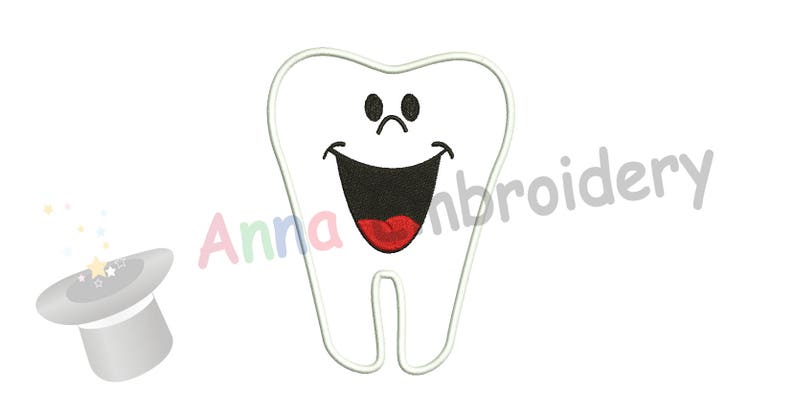 Tooth Embroidery Applique Design-Tooth Fairy Embroidery-Teeth Applique-Dental Clinic Logo-Machine  Embroidery Pattern-Instant Download-PES