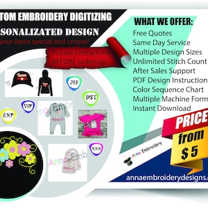 CUSTOM Embroidery Digitizing,Personalized Embroidery Design,Logo Digitizing Service,Custom Applique Design,Custom Fonts,Custom svg,