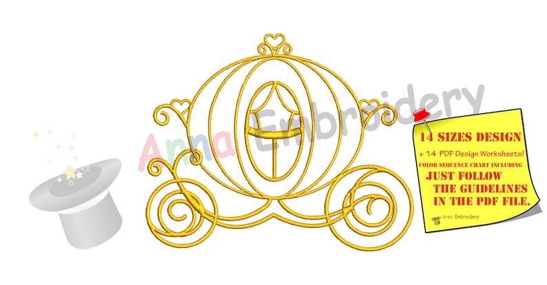 Carriage Embroidery Design-Princess Carriage Embroidery Design-Fairy Tale-Patterns-Instant Download-PES