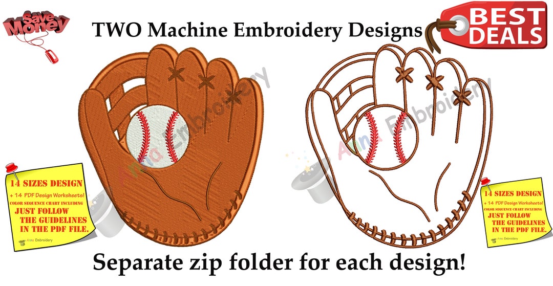 Baseball Mitt Embroidery Design, Baseball Gloves Designsports
