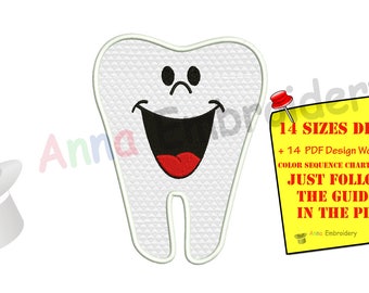 Tooth Embroidery Applique Design-Tooth Fairy Embroidery-Teeth Applique-Dental Clinic Logo-Machine  Embroidery Pattern-Instant Download-PES