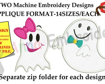 Motif de broderie applique fantôme : motif de broderie Machine Halloween (PES) (téléchargement instantané)