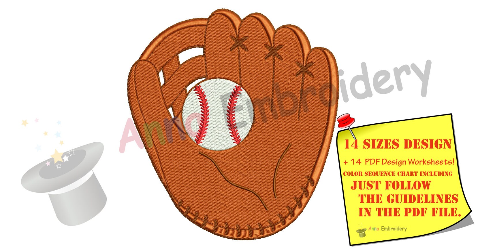 Baseball Mitt Embroidery Design Baseball Gloves Designsports Etsy