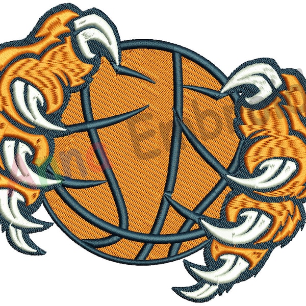 Tiger Paw Embroidery Design - Sports Embroidery- Basketball Ball Embroidery -Machine Embroidery Patterns-Instant Download-PES