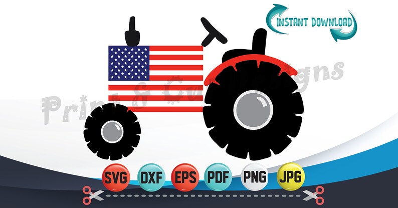 Download Stencils Templates Craft Supplies Tools Tractor Svg Cut Files 4 July Day Svg Tractor American Flag Pdf Truck Svg Dxf Dozer Silhouette Cutting File Svg File For Cricut Eps