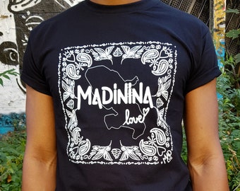 T Shirt MADININA LOVE : Inspiration Martinique, Tupac, Vintage 90's, Bandana Original Graphic  Mad Lili Caribbean Rap Tee Shirt Men Women
