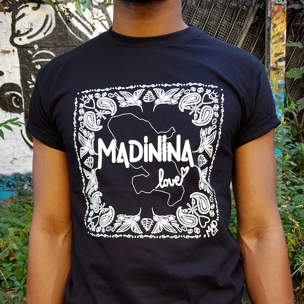 T Shirt MADININA LOVE : Inspiration Martinique, Tupac, Vintage 90's, Bandana Original Graphic  Mad Lili Caribbean Rap Tee Shirt Men Women