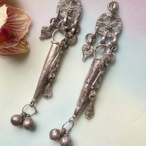 B02 - Antique Yemenite Jewish Bowsani Original Mazamir Pendants/Earrings - 90 mm