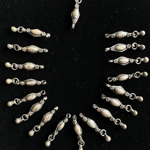 Antique Yemenite Jewish Bowsani Silver Whale Droplets - 39 mm (18 Pcs)