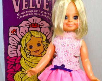 Vintage 1970's Ideal Rare African American Velvet Doll W Box