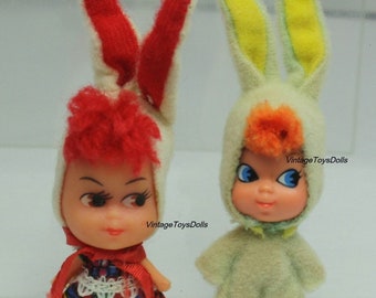 Vintage 1960's Mattel Liddle Kiddles "Funny Bunny" & Bunny Clone Doll