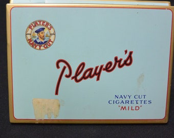 Canadian Player's Navy Cut Mild Cigarettes Tin Tobacco Box Tobacciana  Container Tobacco Tin Montreal Canada Vintage