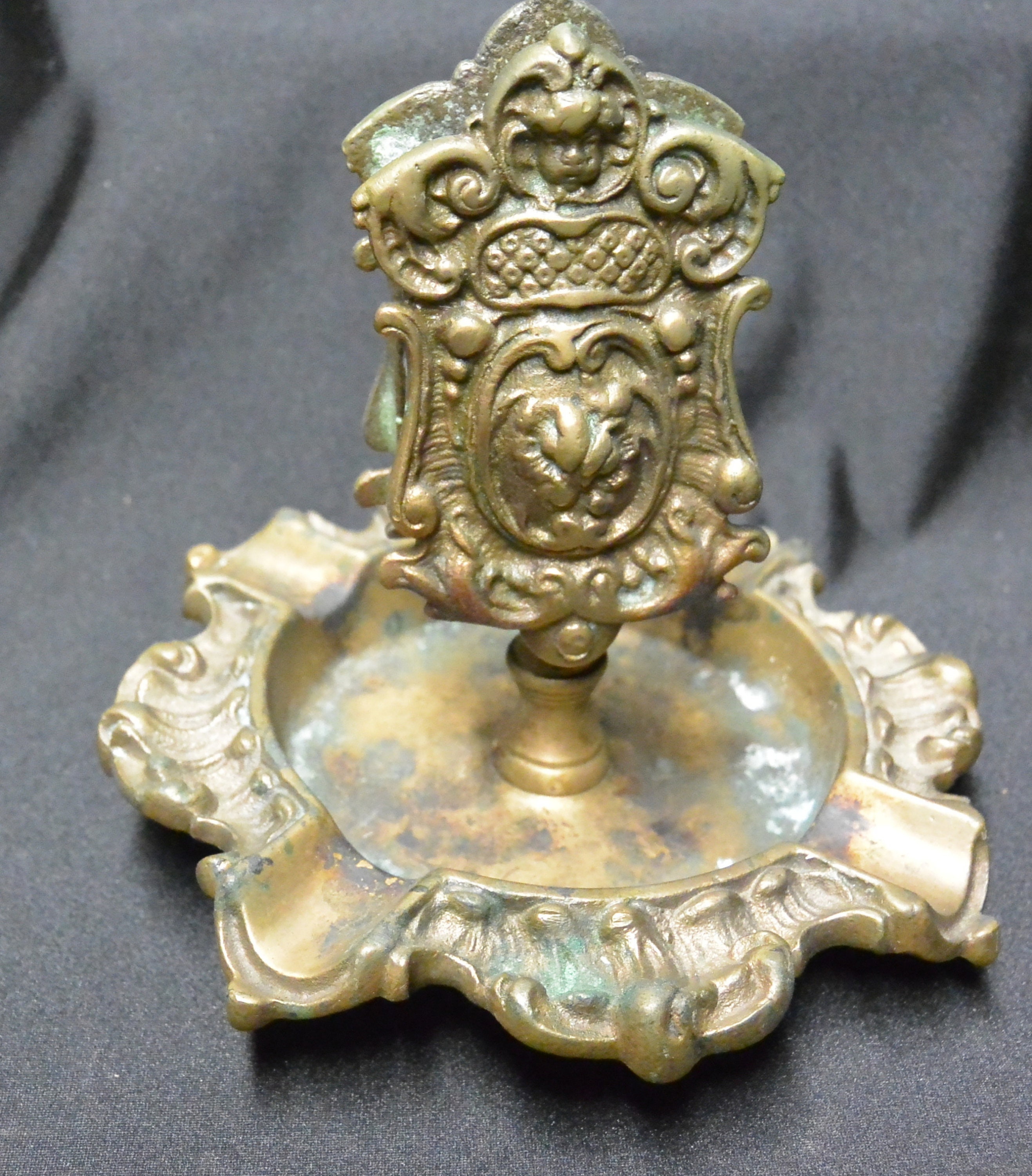 Heavy Antique Case Bronze Ashtray with Match Holder Hotel Etsy