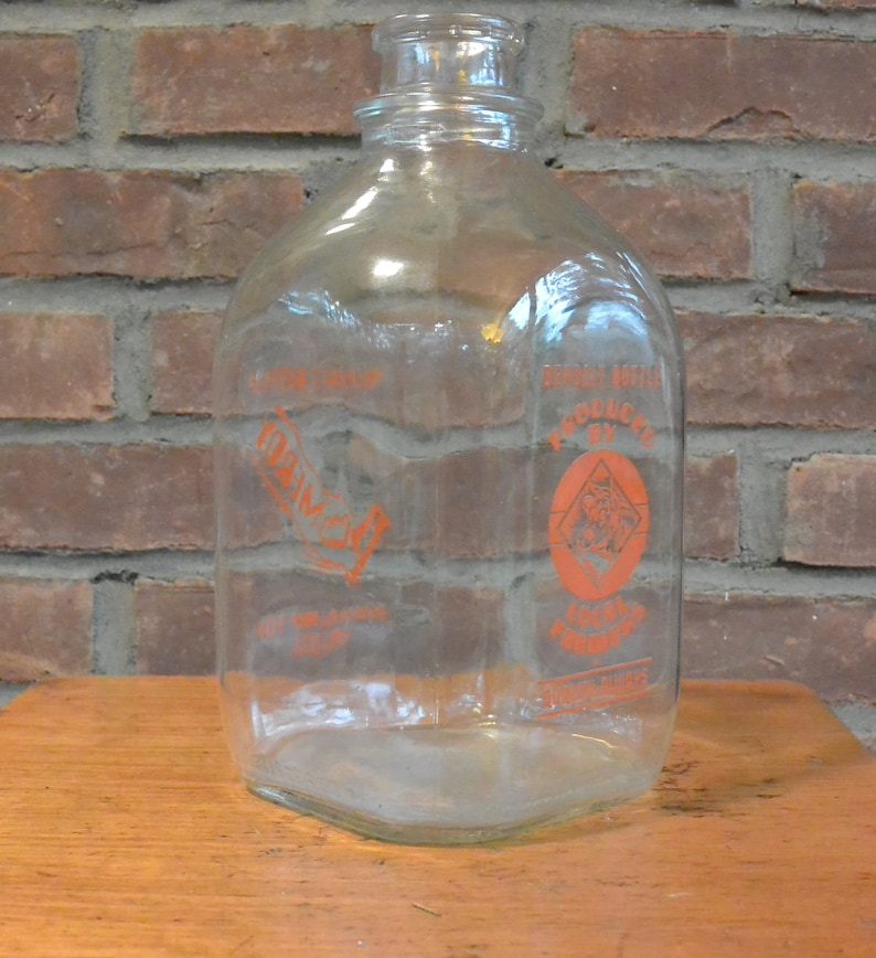 One Gallon Glass Milk Jug Pomeroy Dairy East Hampton Mass Etsy