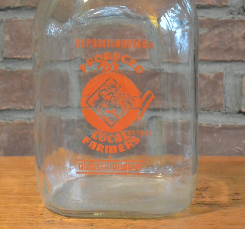 One Gallon Glass Milk Jug Pomeroy Dairy East Hampton Mass Etsy