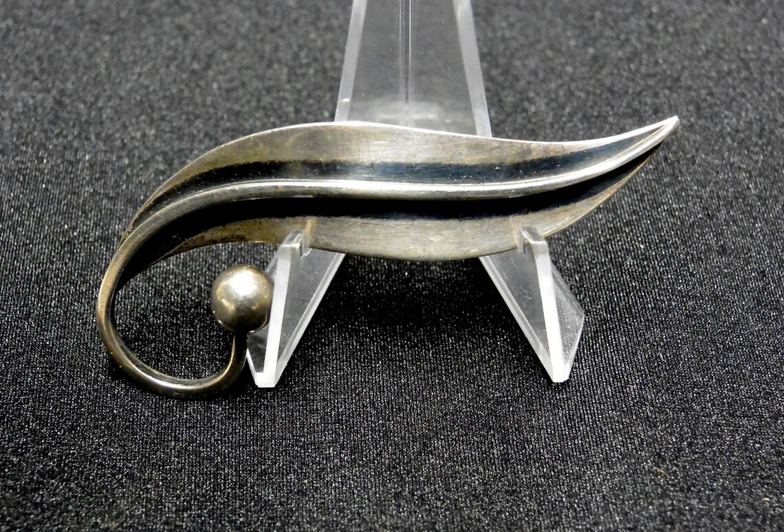 Vintage Mexican Taxco Sterling Silver Leaf Brooch Signed Etsy