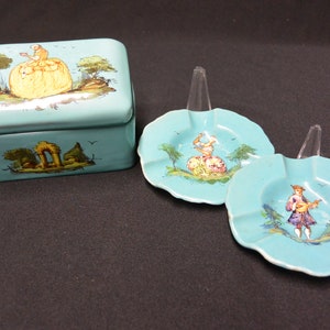 Vintage Italian Ceramic Box with Ashtrays: Angelo Minghetti Hand-Painted Set
