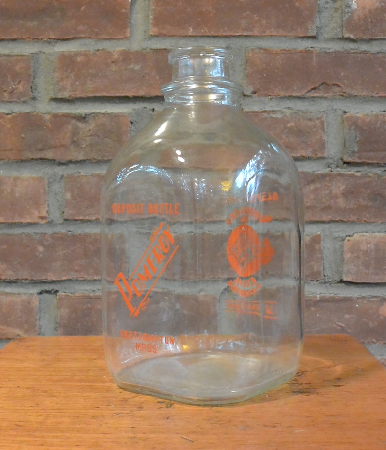 One Gallon Glass Milk Jug Pomeroy Dairy East Hampton Mass Etsy
