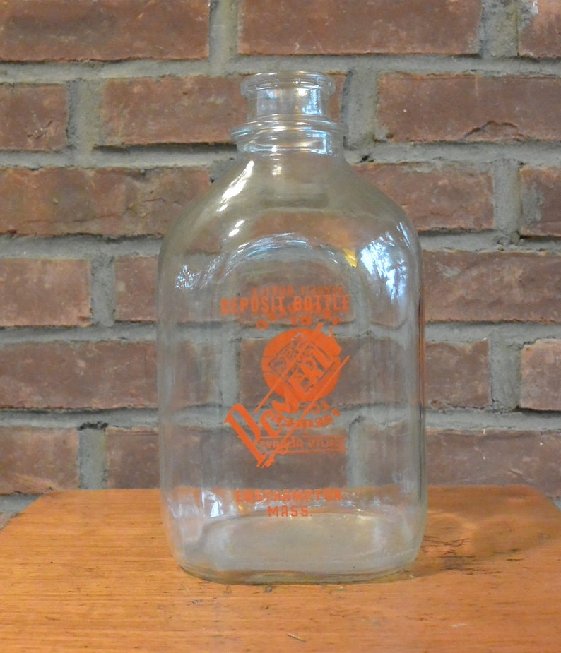 One Gallon Glass Milk Jug Pomeroy Dairy East Hampton Mass Etsy