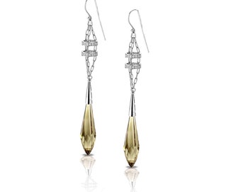 Zultanite® Gems Briolette Earrings set in Platinum, 25.15 carats gem, Award Winning Jewelry!